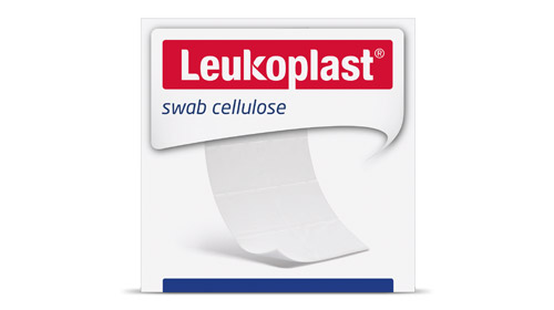 Pack shots of Leukoplast swab celluloise. Pack shots of Leukoplast swab celluloise.